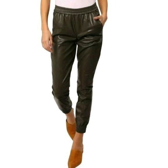 Dear John Womens Soft Faux Leather Jacey Jogger Pull on Pant Black Sz XS (V3 - Picture 1 of 5